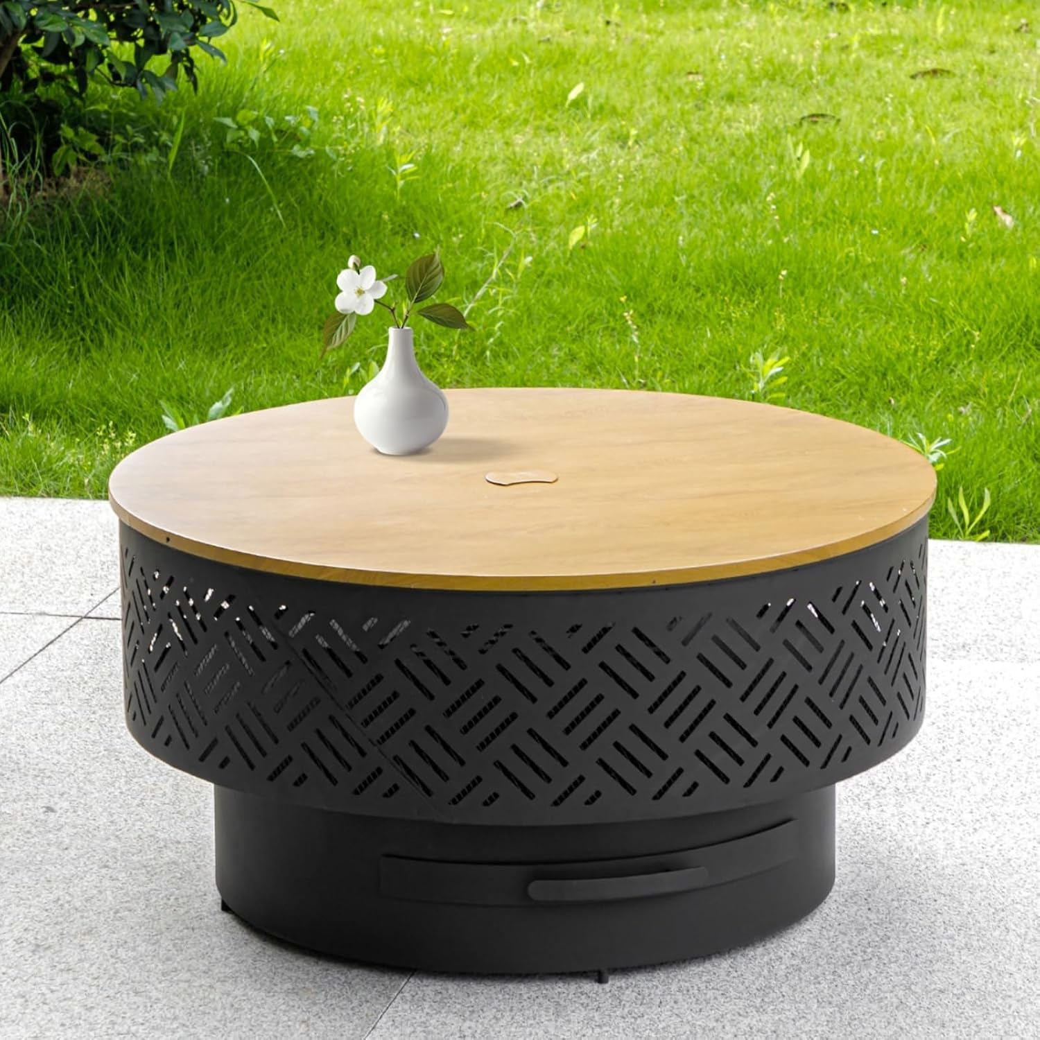 32 Inch Round Metal Wood Burni - đánh giá và giá Camping Cooking Table